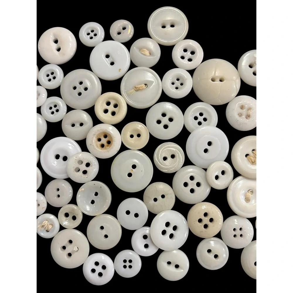 Vintage Antique White Milk Glass China Bone Sewing Buttons Lot Craft Supply